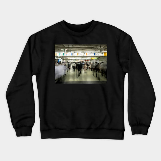 Crowds at Shinjuku Station Crewneck Sweatshirt by LukeDavidPhoto